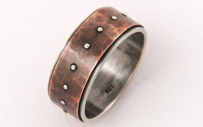 Silver copper unique engagement ring