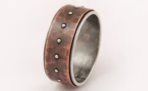 Silver copper unique engagement ring