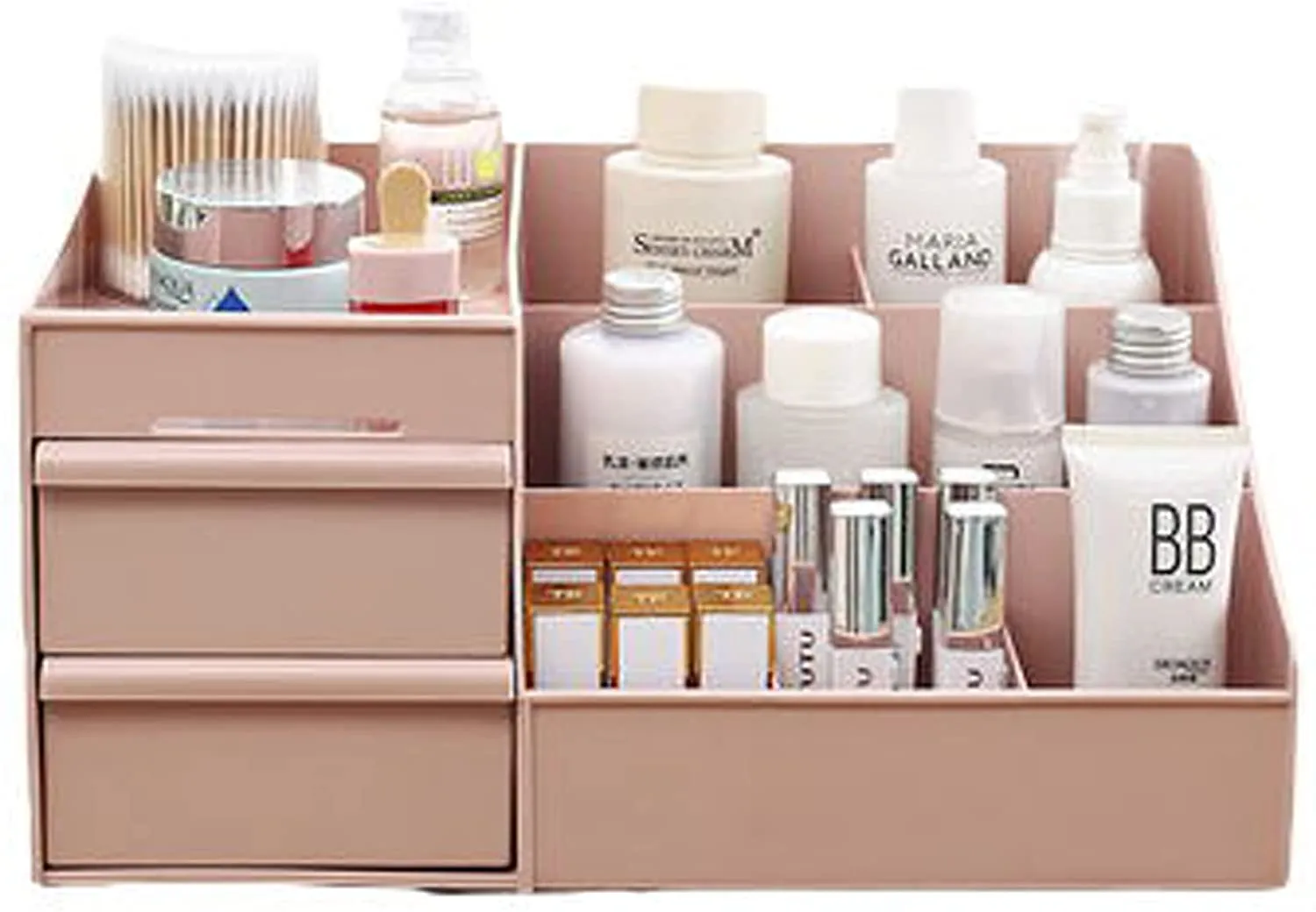 skin care organizer,Makeup Desk Organizer With Drawers,Countertop Organizer for Cosmetics,Vanity brush with Holder for Lipstick, Brushes, Eyeshadow, and Jewelry Desktop Finishing Dresser (White)
