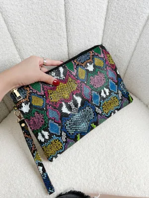 Snake Pattern Wristlet Clutch Bag