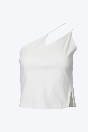 SOLEIL ONE-SHOULDER CUTOUT COTTON TOP