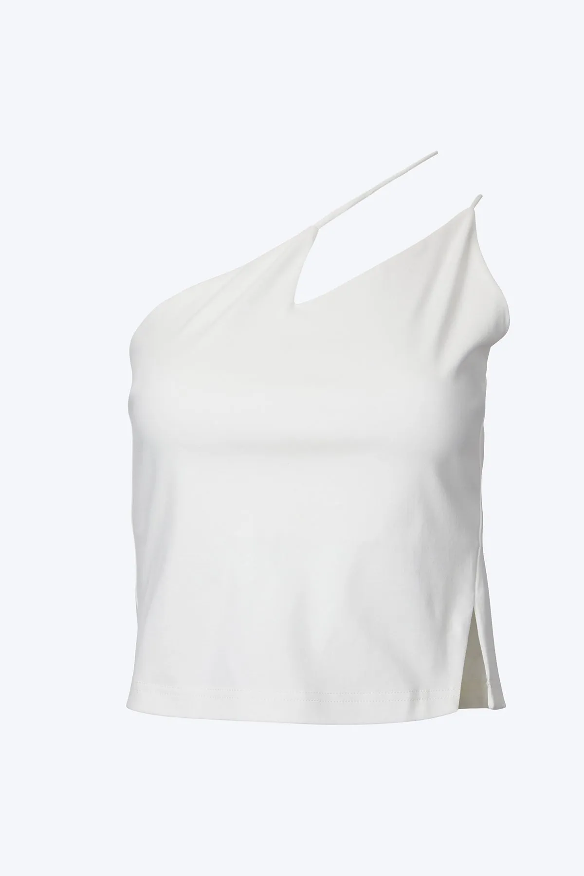 SOLEIL ONE-SHOULDER CUTOUT COTTON TOP