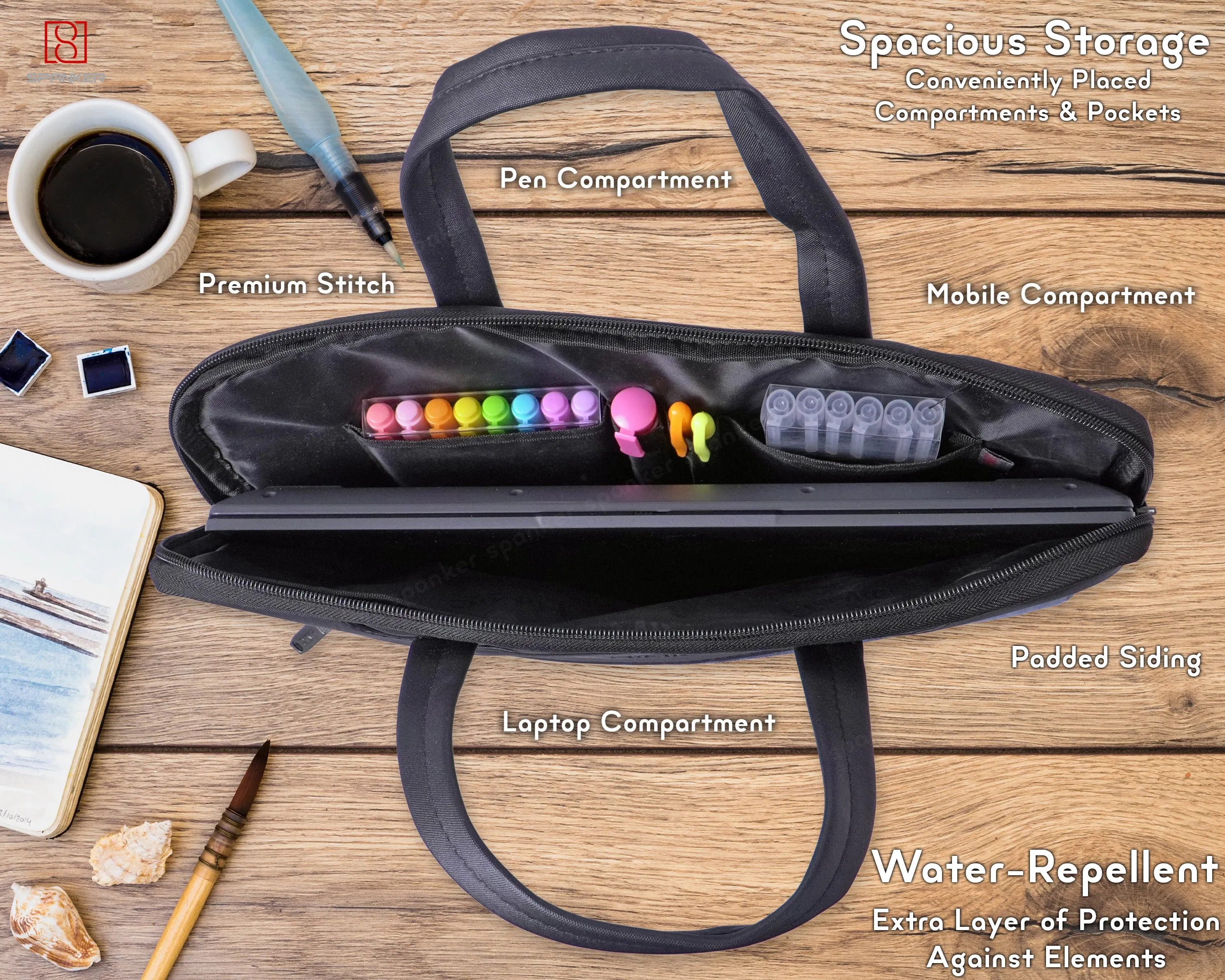 Spanker Laptop Sleeve Water Resistant with 4-Layer Protection 15-15.6 Inch Multipurpose Messenger Bag Laptop Bag Compatible for all type of laptops, Tablets and Notebooks