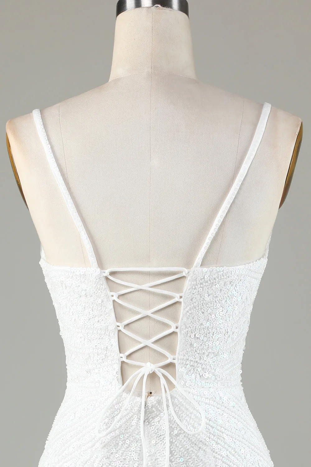 Sparkly Peacock Blue Bodycon Lace-Up Back Short Homecoming Dress with Beading