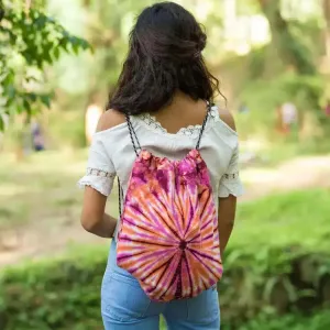 Spiral Rainbow Mixed Color Cinch Hemp Bag