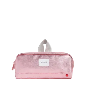 State Bags Clinton Pencil Case - Pink / Silver Metallic