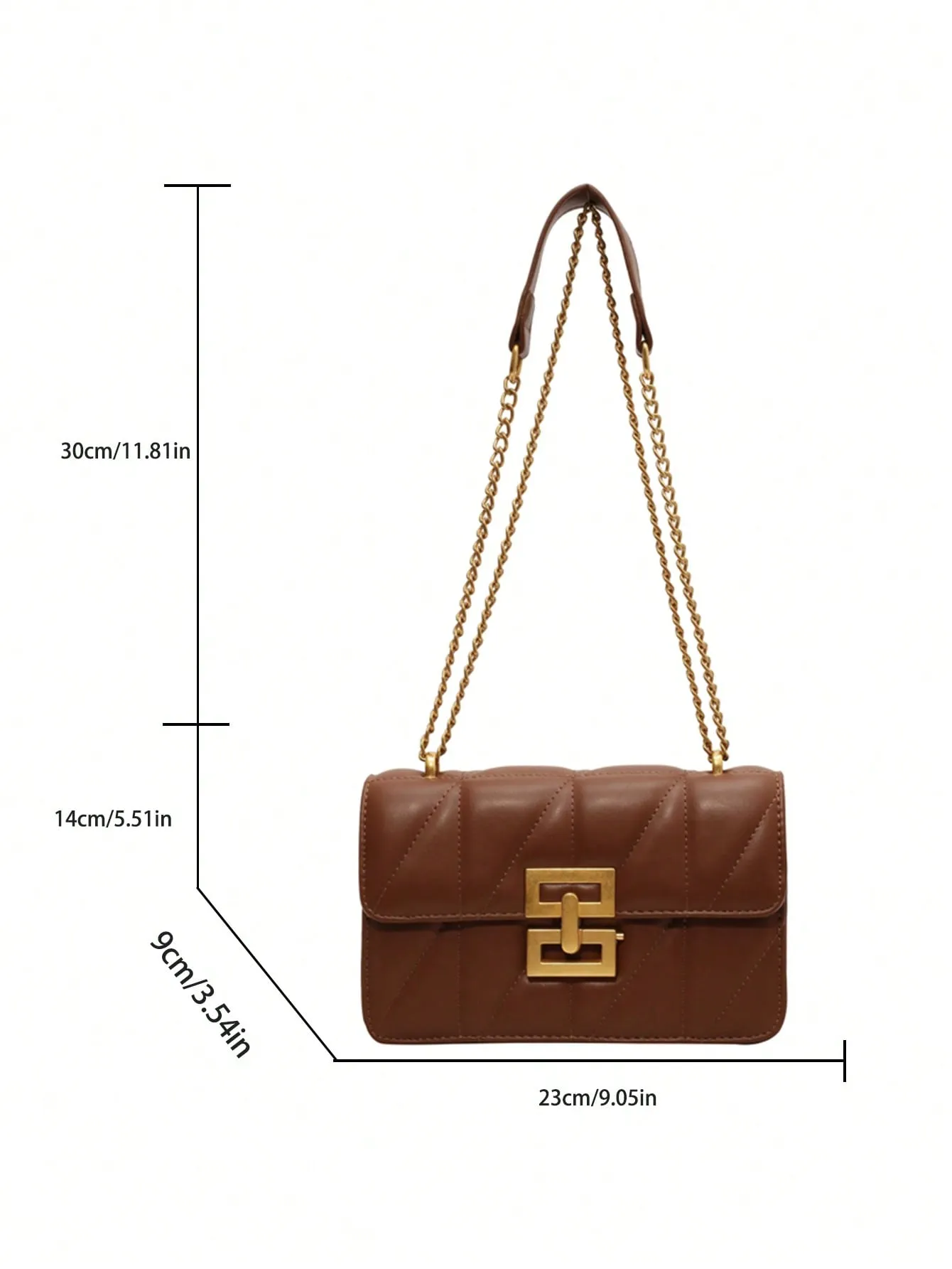 Stylish Quilted Flap Shoulder Bag With Metal Chain Strap
