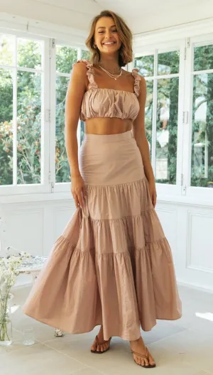 Summer Playful Mischief Two Piece skirt set | Ruffle Crop top | Two piece Maxi Dress | Coord Sets women