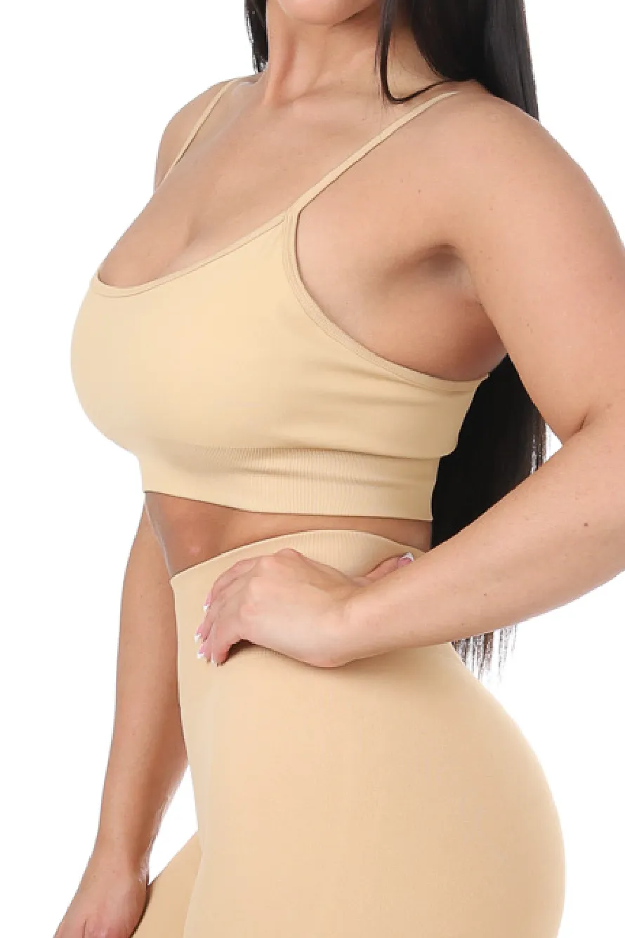 Tia Adjustable Sports Bra Beige