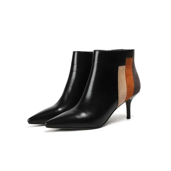 Trendy Design Color Block Side Zipper High Heel Pumps