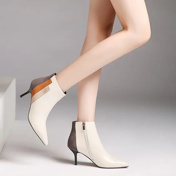 Trendy Design Color Block Side Zipper High Heel Pumps