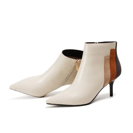 Trendy Design Color Block Side Zipper High Heel Pumps