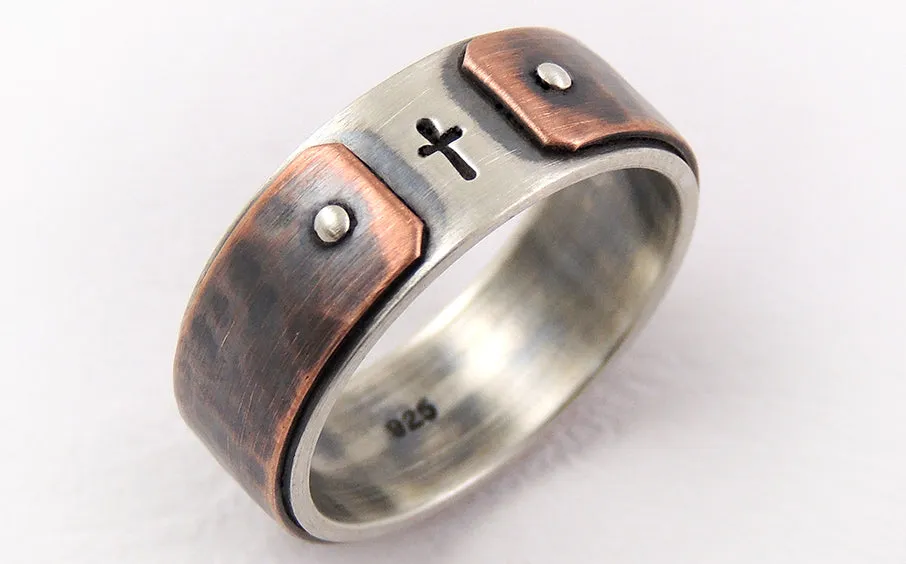 Unique cross ring for men