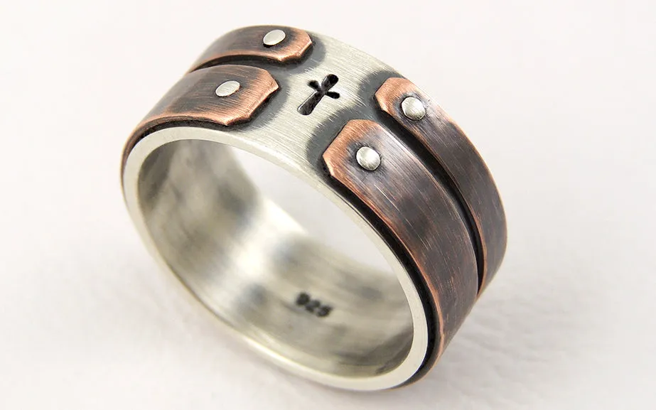 Unique mens cross ring