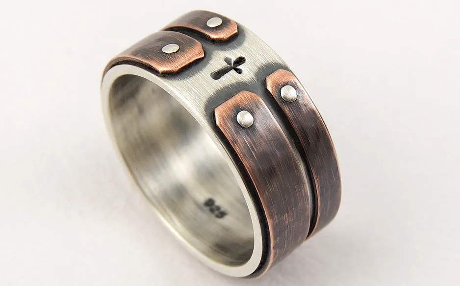 Unique mens cross ring