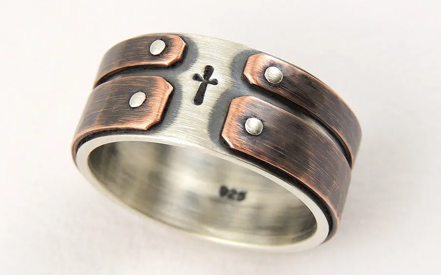 Unique mens cross ring