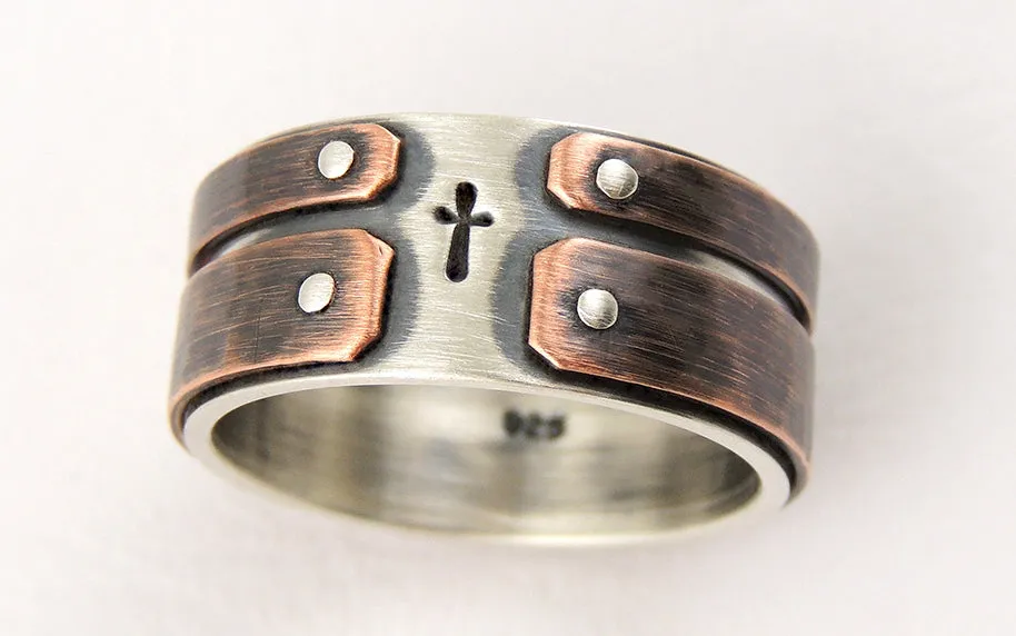 Unique mens cross ring