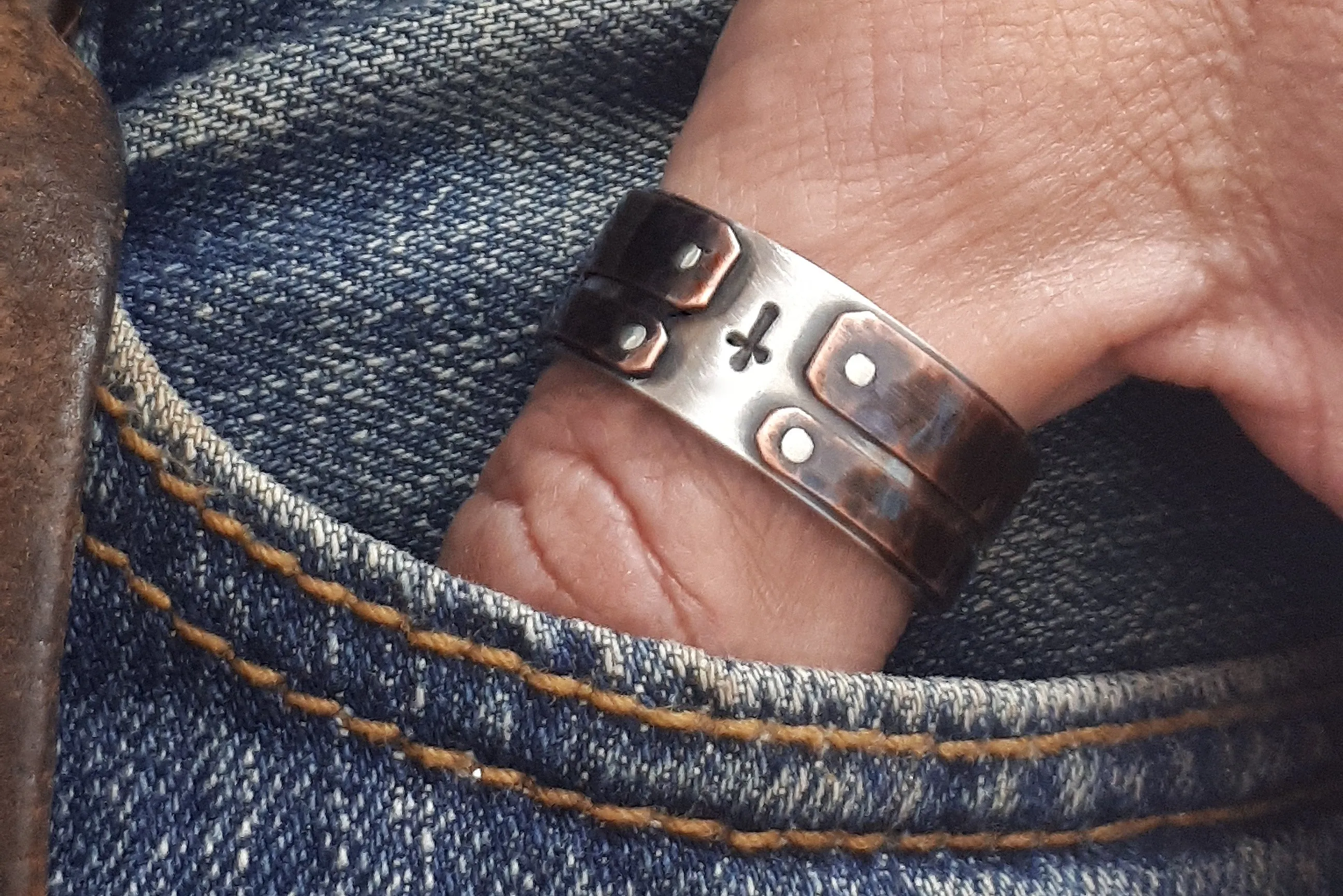 Unique mens cross ring