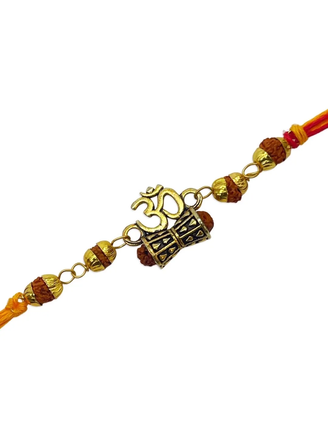Unique Rudraksha Rakhi Om/Damru Mauli Thread Rakhi For Brother