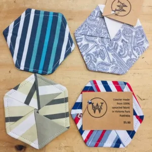 Upcycled Fabric Drink Coasters - Paula W