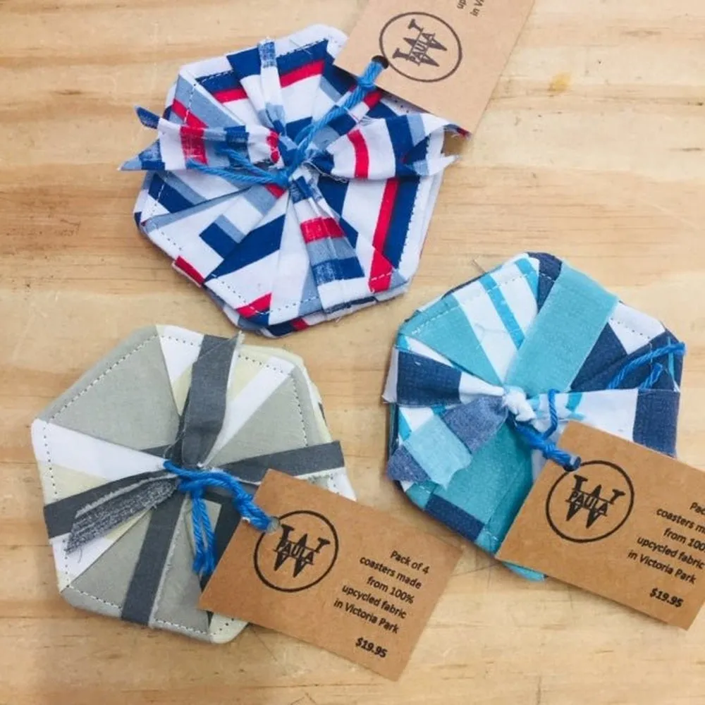 Upcycled Fabric Drink Coasters - Paula W