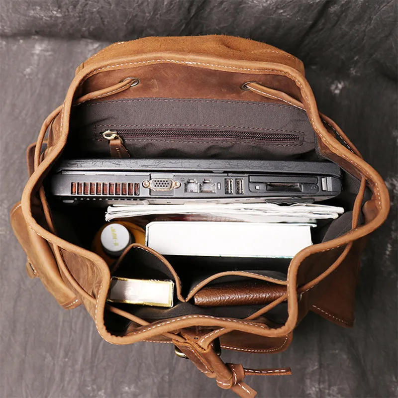 Vintage Leather Backpack College Backpacks School Backpack