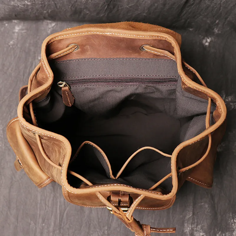 Vintage Leather Backpack College Backpacks School Backpack