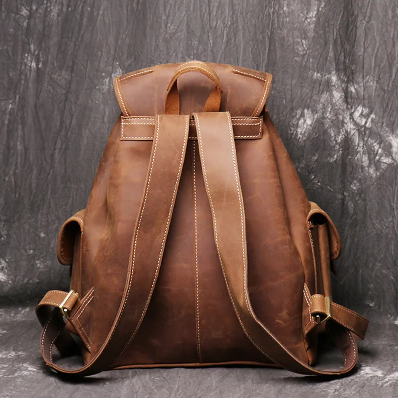 Vintage Leather Backpack College Backpacks School Backpack