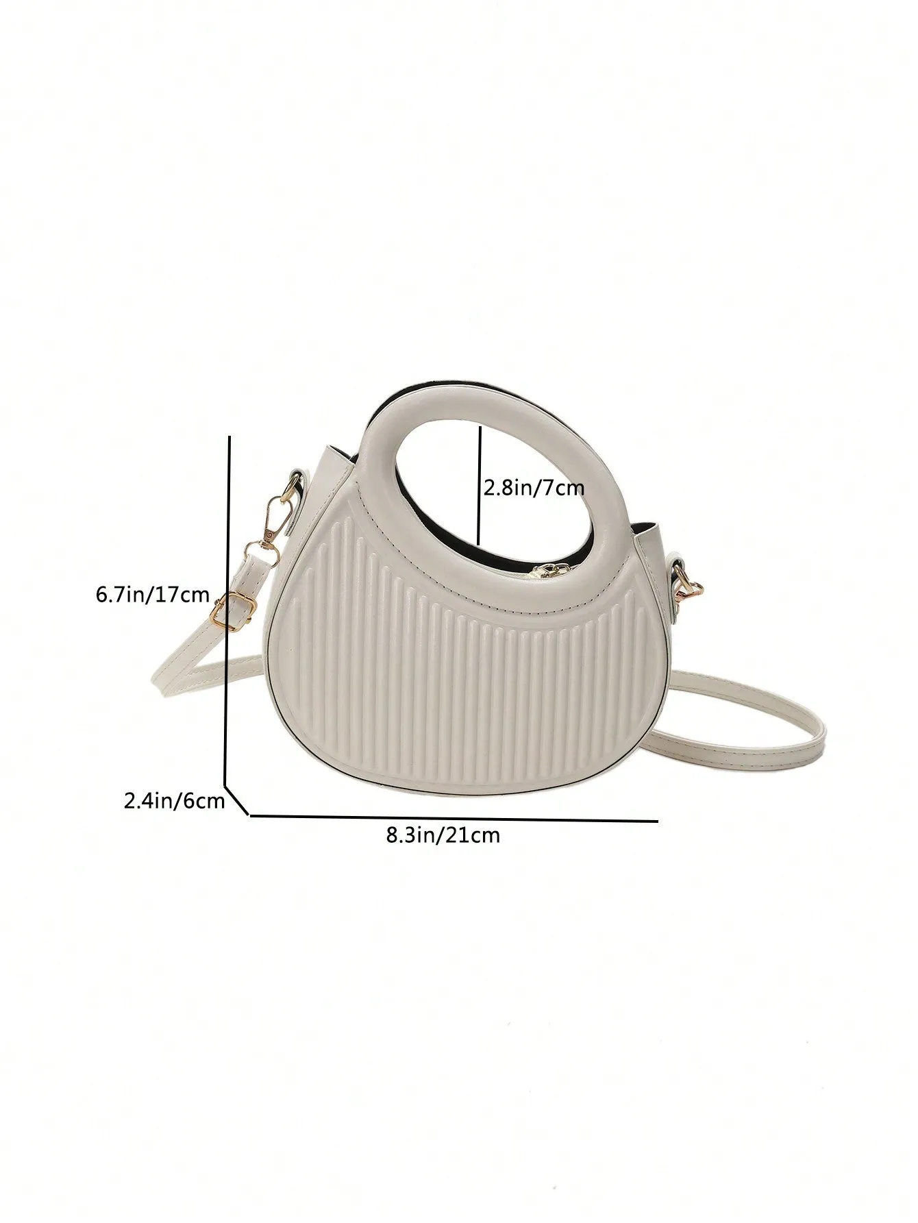 White French hand-held shoulder Crossbody Bag - White