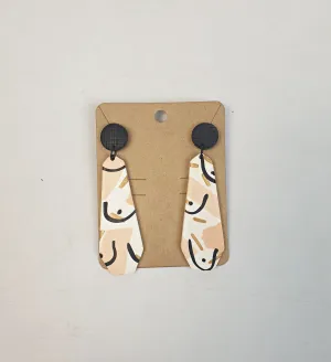Winter Bloom Designs pink and white drop earrings