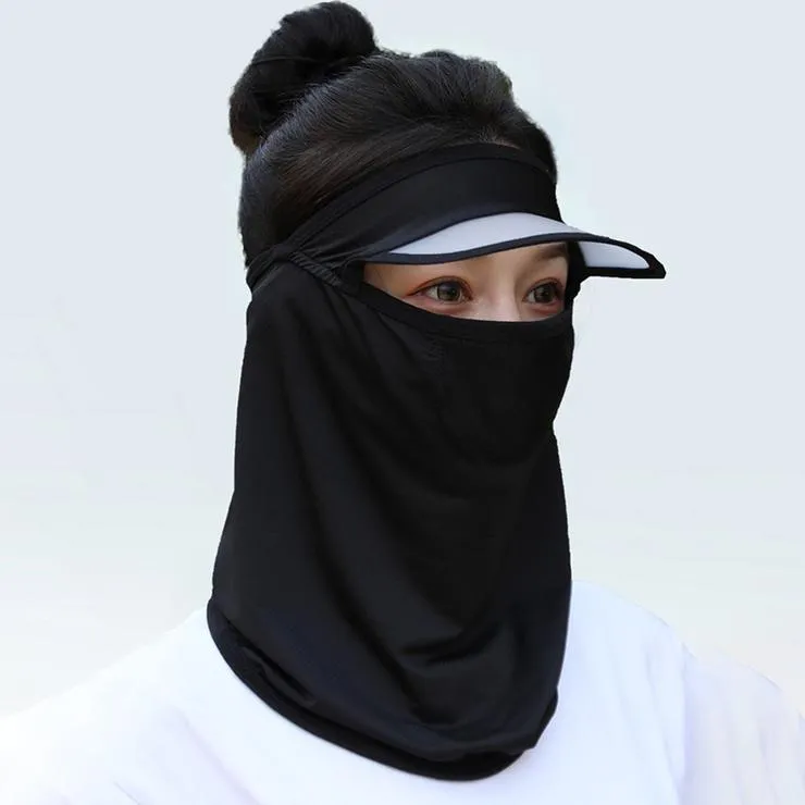 Women Wide Brim Breathable Icy Full Face Covering UV Protection Face Cover