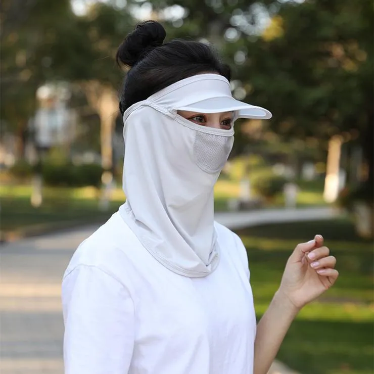 Women Wide Brim Breathable Icy Full Face Covering UV Protection Face Cover