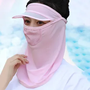 Women Wide Brim Breathable Icy Full Face Covering UV Protection Face Cover