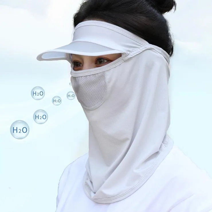 Women Wide Brim Breathable Icy Full Face Covering UV Protection Face Cover