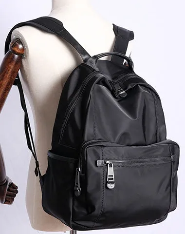 Womens Nylon Laptop Backpack Large Travel Backpack Bag Nylon Black School Rucksack for Ladies