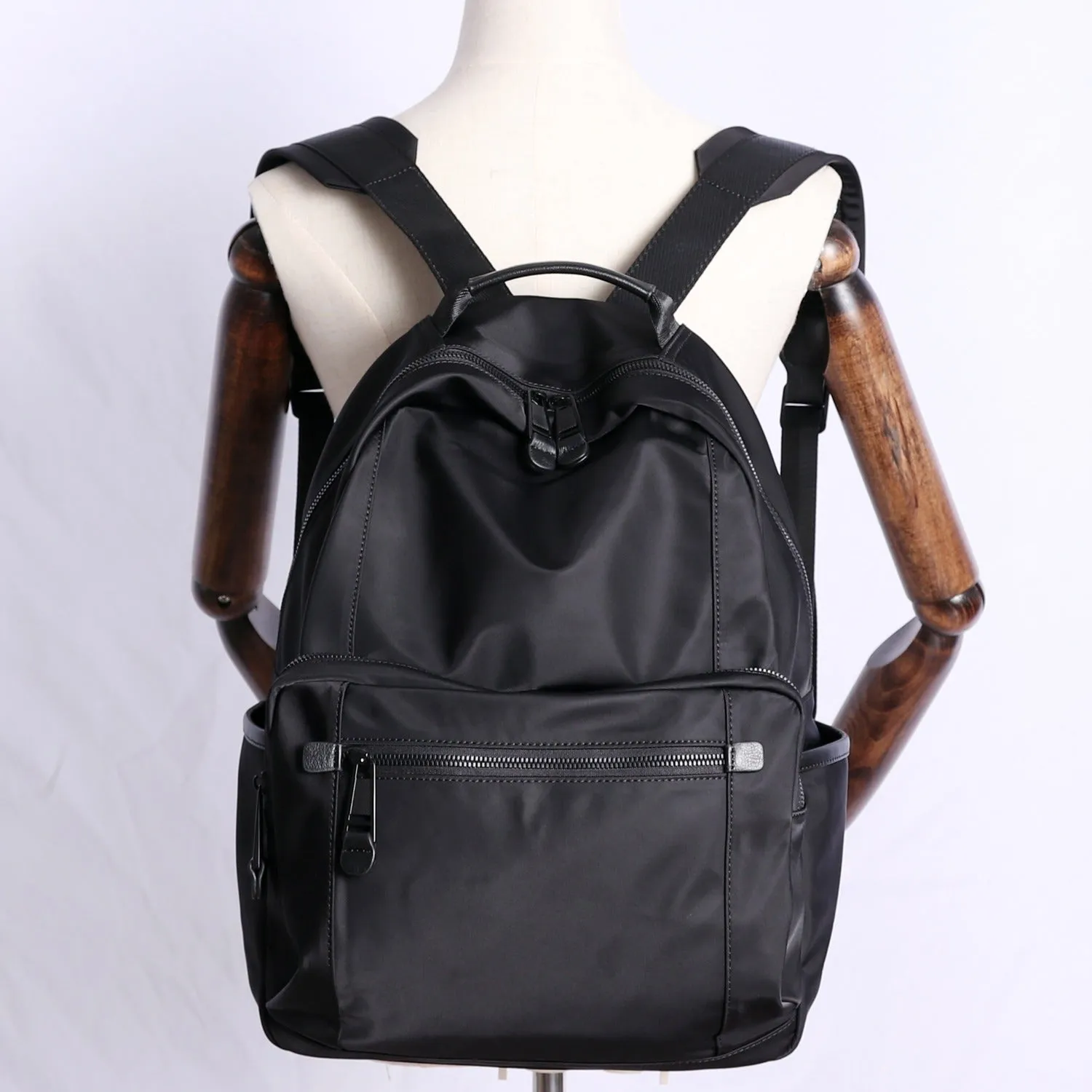 Womens Nylon Laptop Backpack Large Travel Backpack Bag Nylon Black School Rucksack for Ladies
