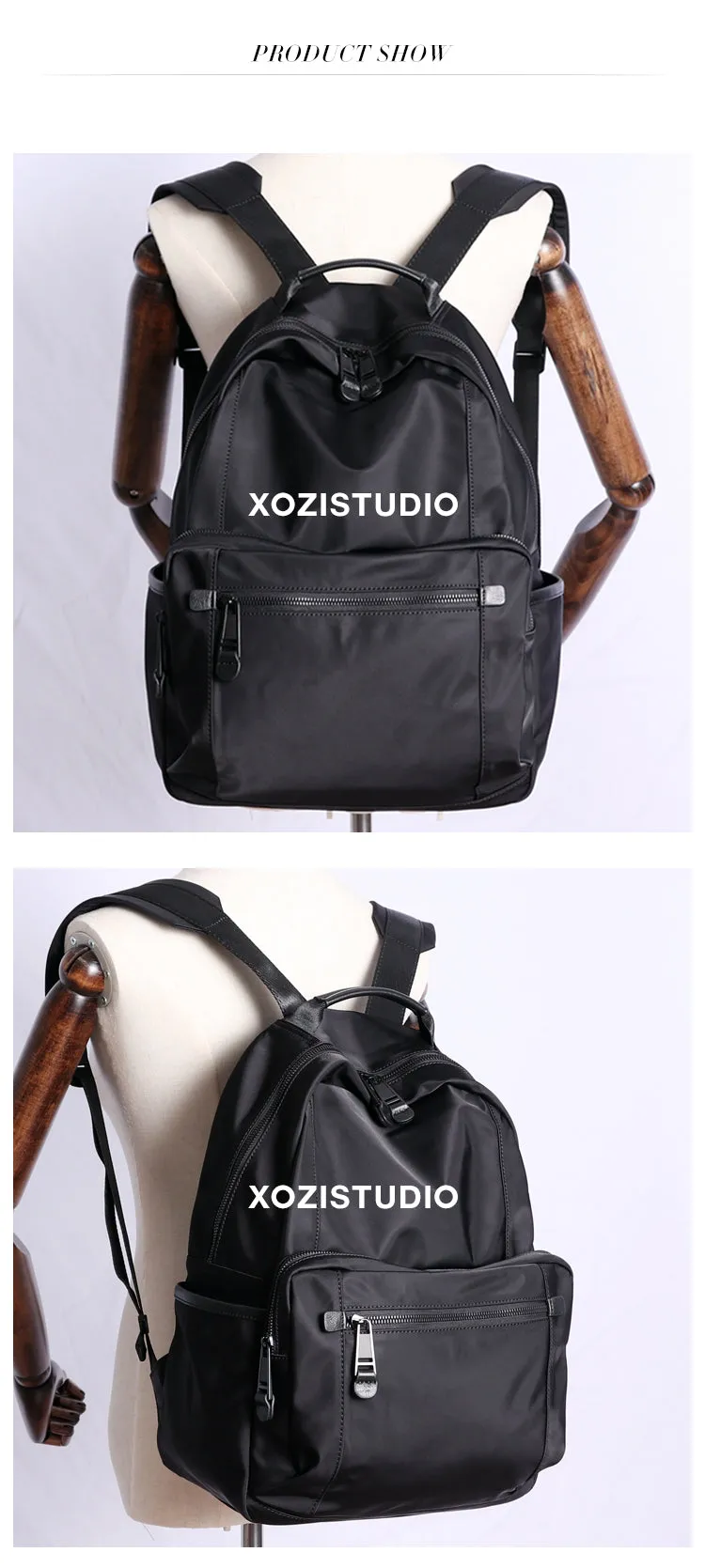 Womens Nylon Laptop Backpack Large Travel Backpack Bag Nylon Black School Rucksack for Ladies