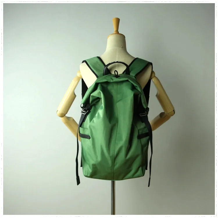 Womens Nylon Large Backpack Bag Khaki Nylon Travel Backpack School Rucksack for Ladies