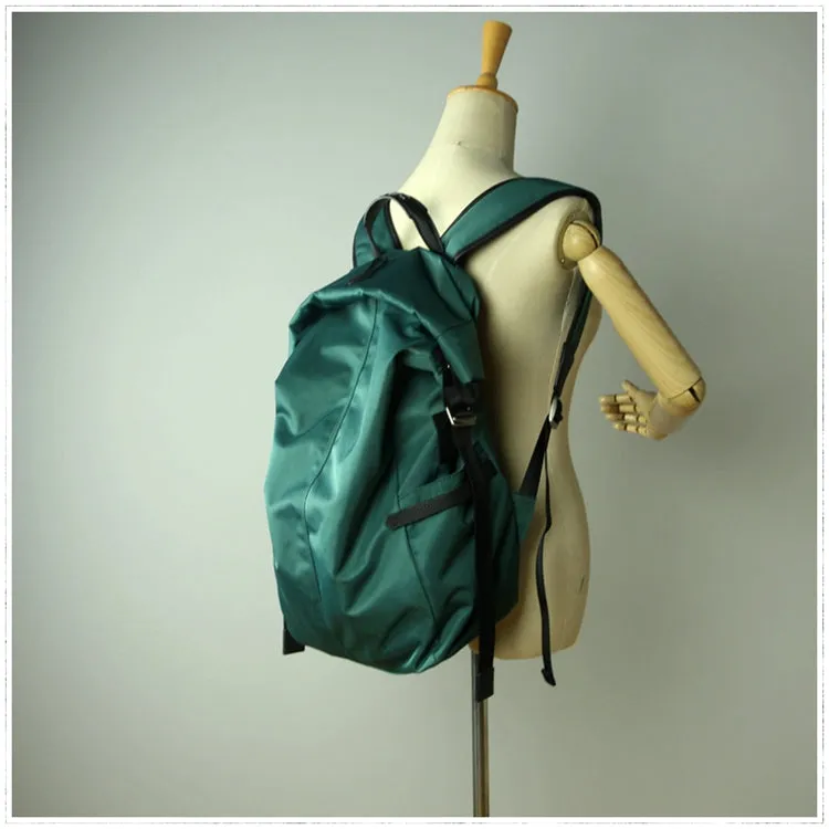 Womens Nylon Large Backpack Bag Khaki Nylon Travel Backpack School Rucksack for Ladies