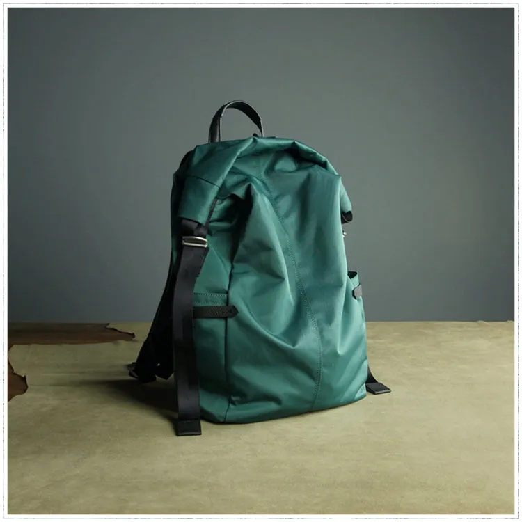 Womens Nylon Large Backpack Bag Khaki Nylon Travel Backpack School Rucksack for Ladies