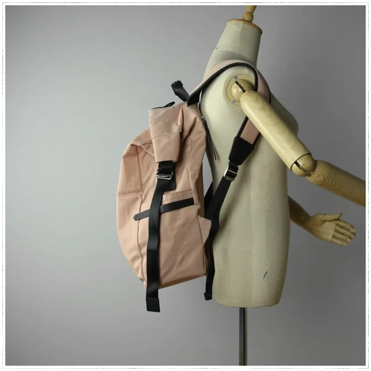 Womens Nylon Large Backpack Bag Khaki Nylon Travel Backpack School Rucksack for Ladies