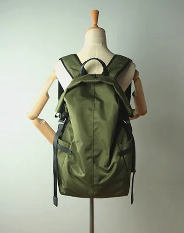 Womens Nylon Large Backpack Bag Khaki Nylon Travel Backpack School Rucksack for Ladies