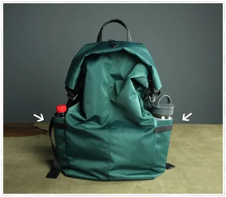 Womens Nylon Large Backpack Bag Khaki Nylon Travel Backpack School Rucksack for Ladies