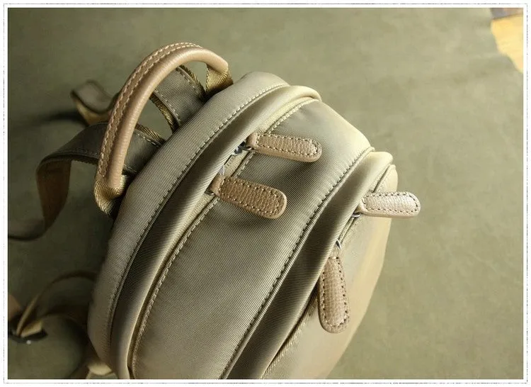 Womens Nylon Small Backpack Bag Coffee Best Mini Backpack Purse Nylon Rucksack for Ladies