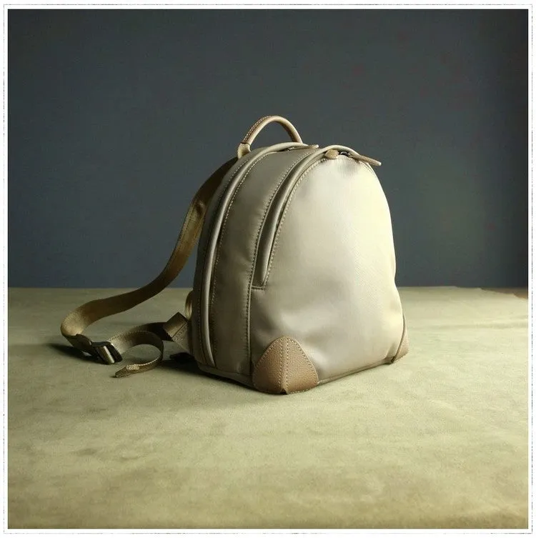 Womens Nylon Small Backpack Bag Coffee Best Mini Backpack Purse Nylon Rucksack for Ladies