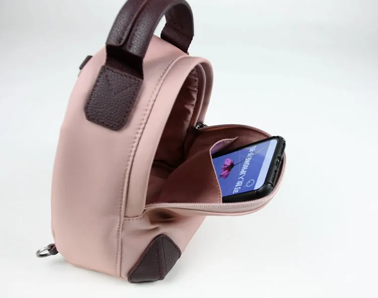 Womens Nylon Small Backpack Bag Light Gray Convertible Crossbody Bag Nylon Backpack Shoulder Bag for Ladies