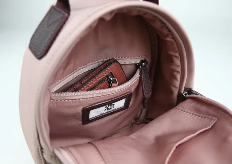 Womens Nylon Small Backpack Bag Light Gray Convertible Crossbody Bag Nylon Backpack Shoulder Bag for Ladies