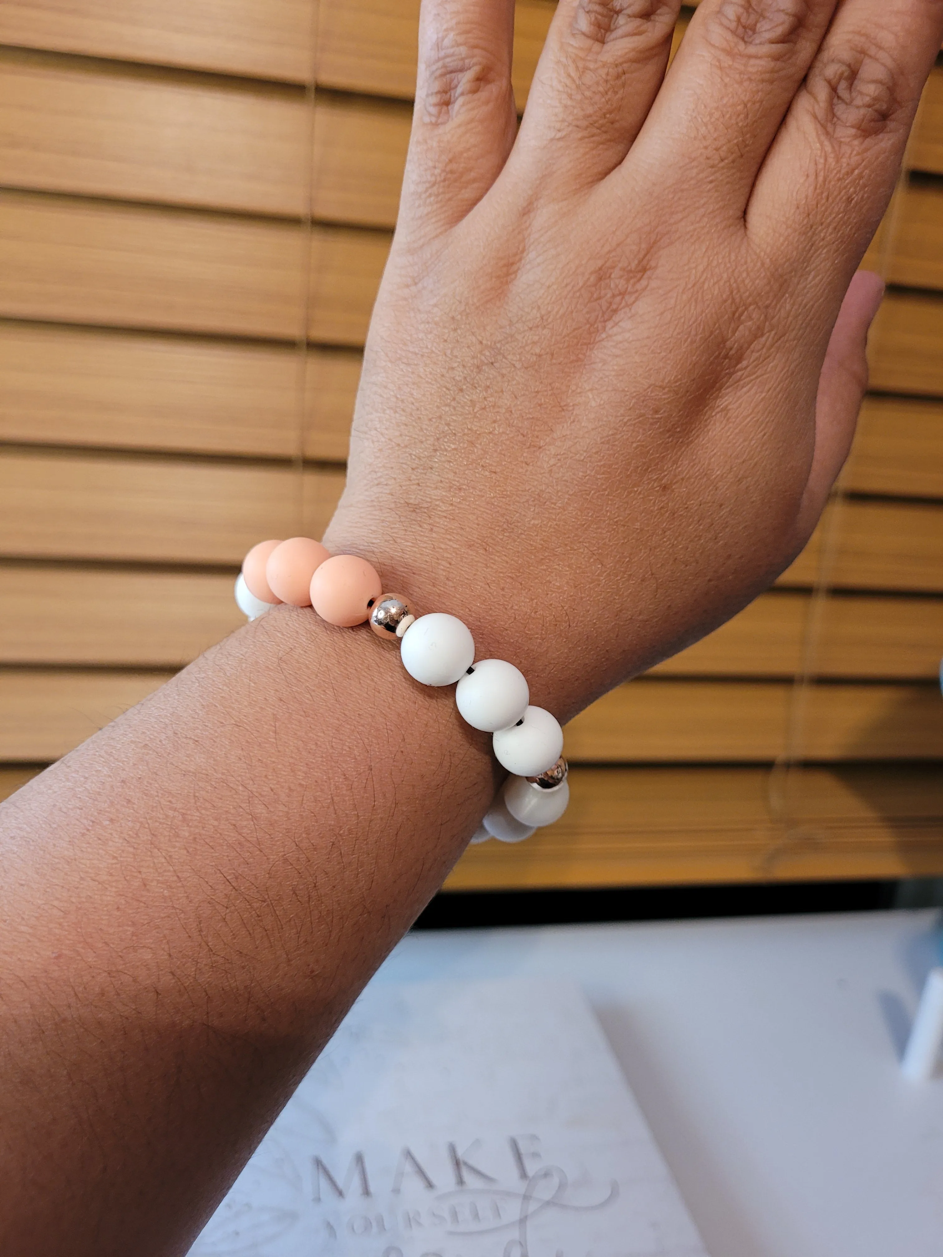 Wristlet Keychain  Peach, Blush & White -Silicone Keychain