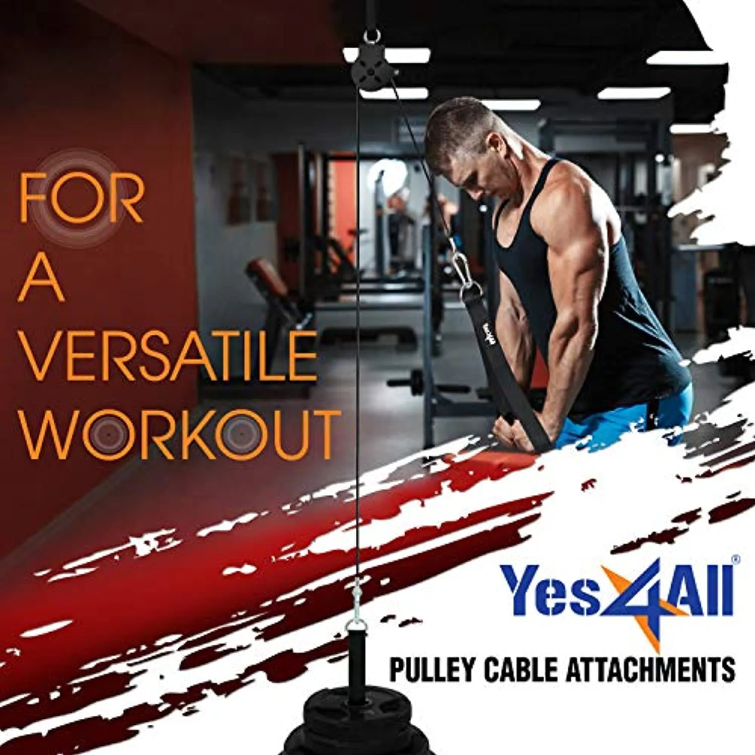 Yes4All Weight Plate Loading Pin 1 inch and 2 inch, Fitness LAT Cable Pulley System Gym, Heavy Duty Gym Equipment For Home with Tricep Rope Cable Attachment